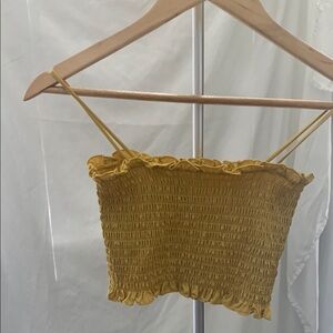 Forever 21 Blue and Yellow Smocked Ruffled Camisole